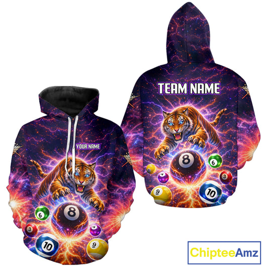 Colorful Pool Balls Tiger Billiard Hoodie For Men And Women Custom Thunder Lightning 8 Ball Hoodie TDM5685