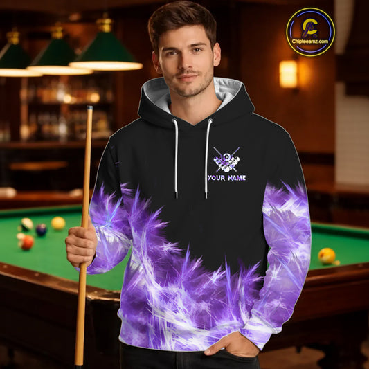 Purple Icy Light 8 Ball Pool Hoodie For Men And Women Custom Billiard Hoodie Team Jersey TDM5690