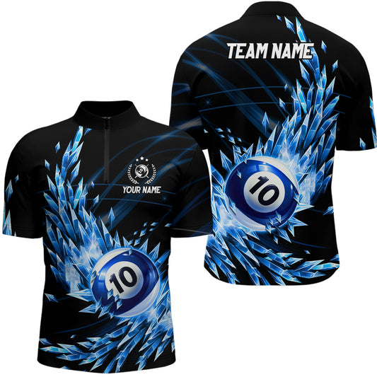 3D Blue Frozen Ice Men Billiard Shirts Personalized 10 Ball Pool Billiard Attire Jerseys TDM1773
