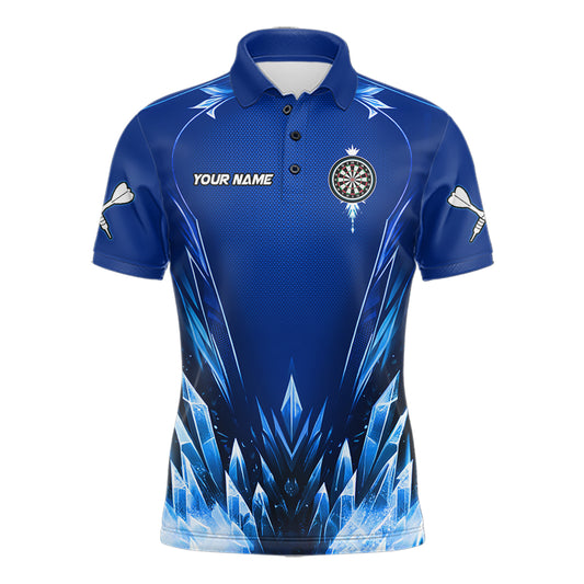 Personalized Blue Dartboard Icy Darts Polo & 1/4 Zip Custom Darts Shirt For Men, Darts Team Jersey TDM5716