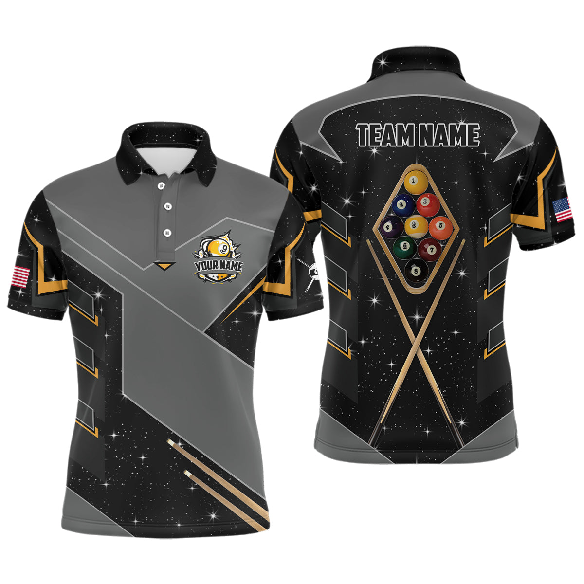 Personalized 9 Ball Pool Billiard Polo Shirts For Men Custom 9 Ball Billiards Attire Jerseys TDM0589