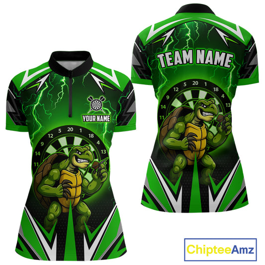 Personalized Funny Turtle Darts Shirt For Women Custom Thunder Lightning Green Darts Team Jerseys TDM4664