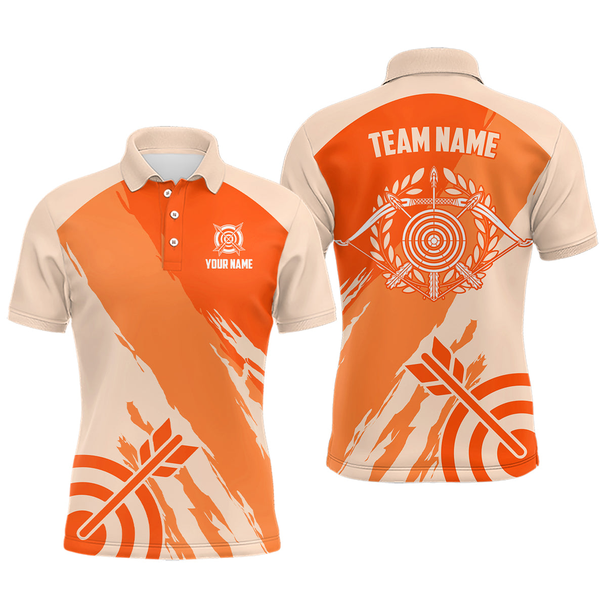 Personalized Orange Jerseys Archery Men Polo Shirts Custom Archery Target Shirts, Archery Jerseys TDM0636