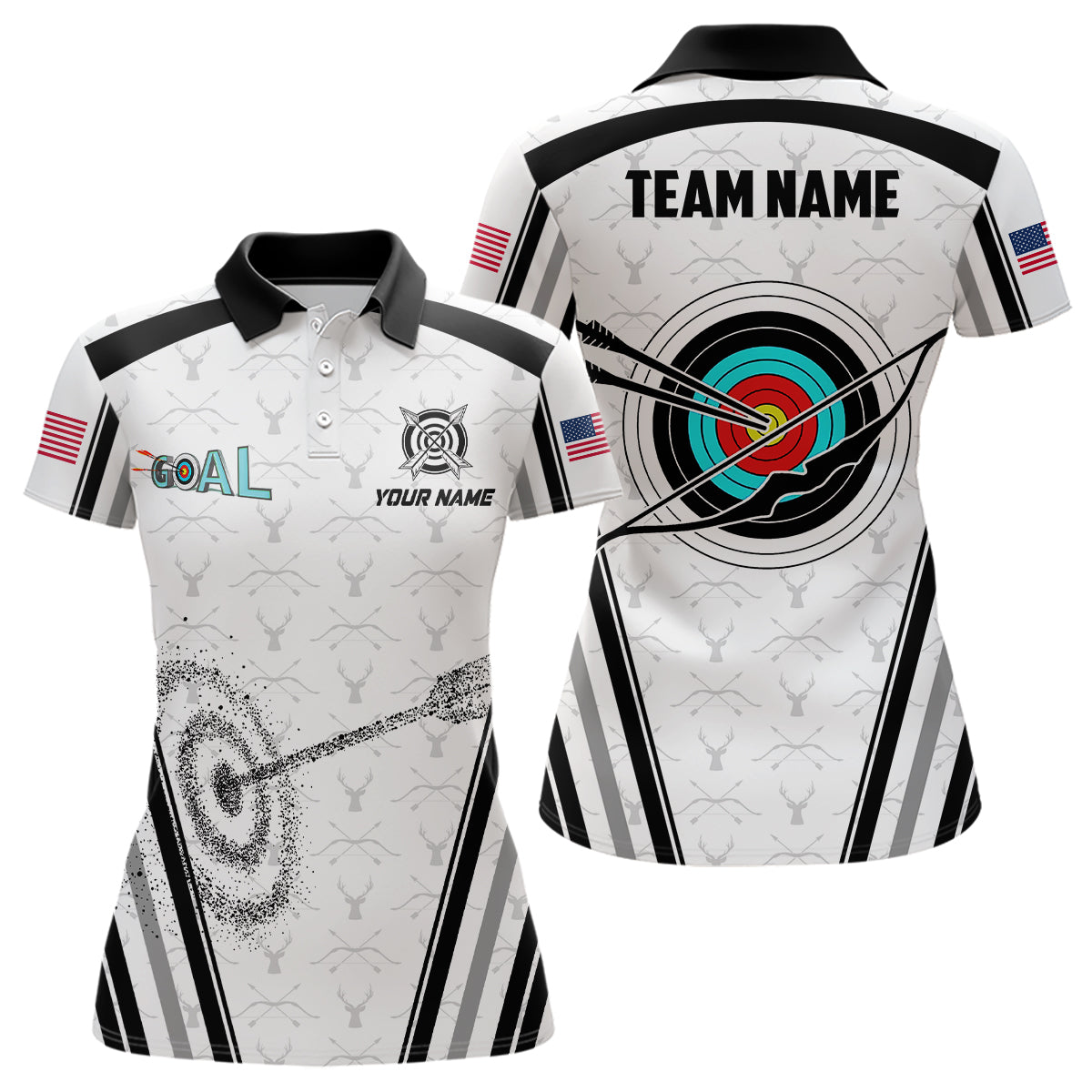 Personalized Name Archery Polo Shirts For Women Custom Archery 3D Target Shirts, Archery Jerseys TDM0486