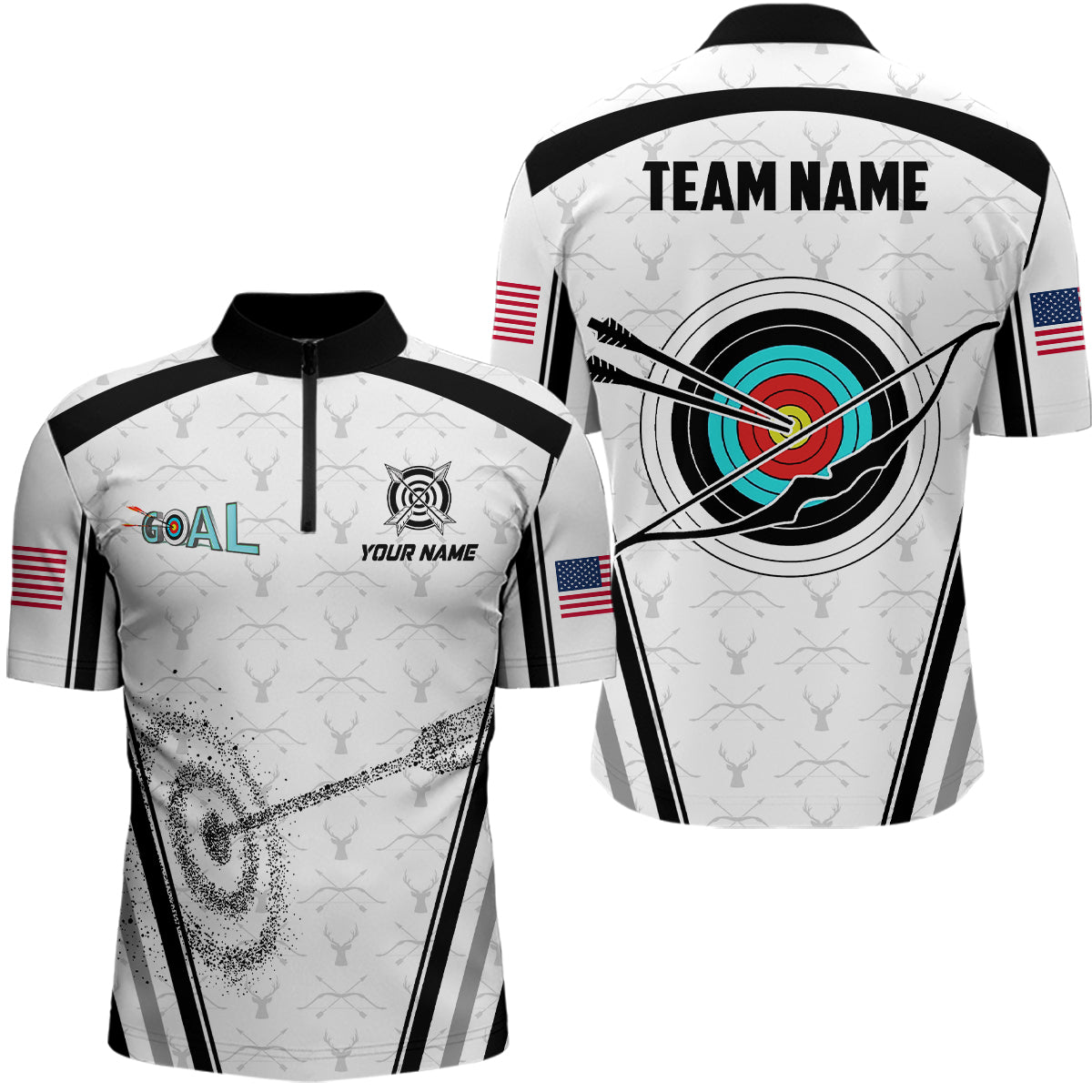 Personalized Name Archery Men Quarter-Zip Shirts Custom Archery 3D Target Jerseys Shirts TDM0486