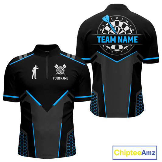 Darts Jersey For Men Custom Polo & Quarter Zip Darts Tournament Team Shirt |Blue TDM4747