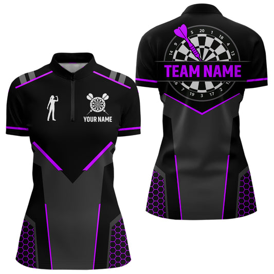 Darts Jersey For Women Custom Polo & Quarter Zip Darts Tournament Team Shirt |Purple TDM4748