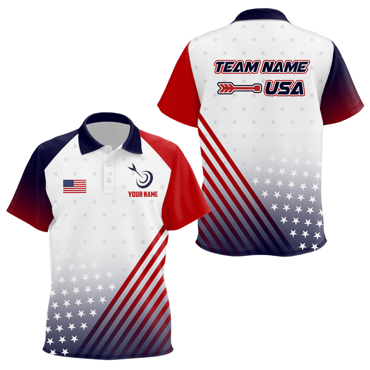 Personalized Patriotic US Flag Archery Kid Polo Shirts Custom Team Archery Jerseys TDM1763