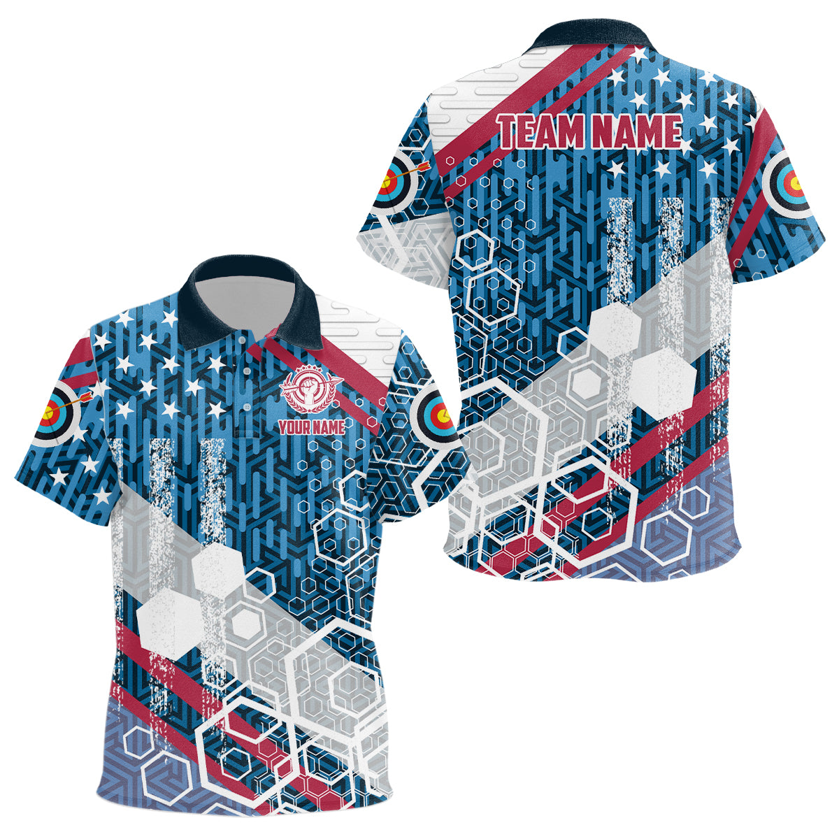 Personalized USA Flag Archery Polo Shirts For Kid Custom Patriotic Archery Shirts Gifts TDM0510