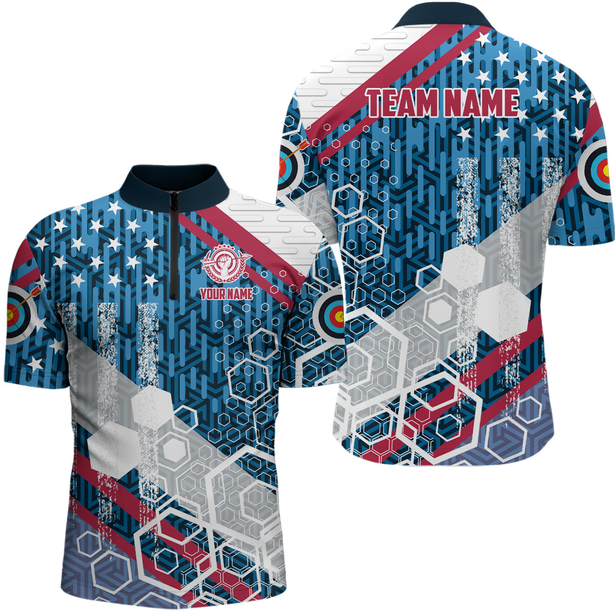 Personalized USA Flag Archery Quarter-Zip Shirts For Men Patriotic Archery Shirts TDM0510