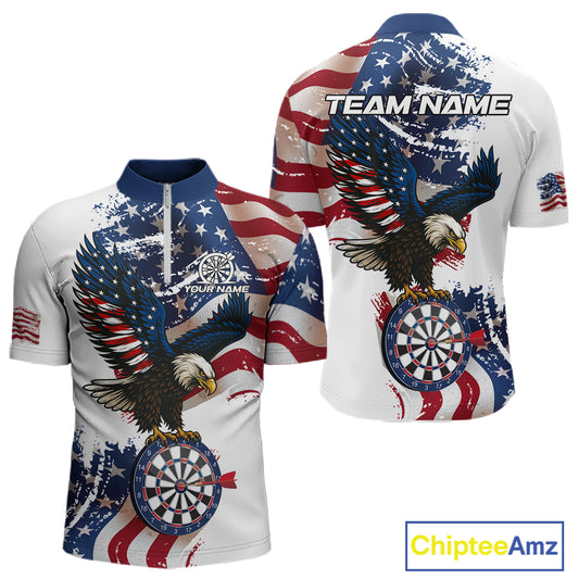 Personalized Grunge American Flag Eagle Darts Shirt For Men Custom Patriotic Darts Team Jersey TDM4756