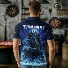 Load image into Gallery viewer, Personalized Blue Grim Reaper Darts Jersey For Men Custom Skull Dart Team Polo & Quarter Zip Shirt TDM5058