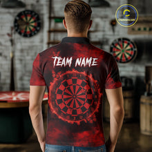 Load image into Gallery viewer, Black And Red Grunge Skull Butterflies Darts Shirt For Men Custom Darts Jersey Team Polo & 1/4 Zip TDM4992