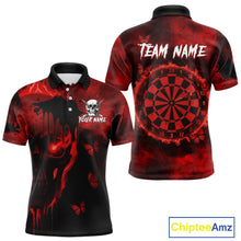 Load image into Gallery viewer, Black And Red Grunge Skull Butterflies Darts Shirt For Men Custom Darts Jersey Team Polo & 1/4 Zip TDM4992