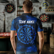 Load image into Gallery viewer, Black And Blue Grunge Skull Butterflies Darts Shirt For Men Custom Dart Jersey Team Polo & 1/4 Zip TDM4993