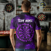 Load image into Gallery viewer, Black And Purple Grunge Skull Butterflies Darts Shirt For Men Custom Dart Jersey Polo & 1/4 Zip TDM4994