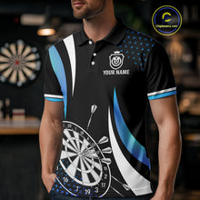 Load image into Gallery viewer, Funny Black And Blue 180 Darts Shirt For Men Custom Dartboard Jersey Team Polo & Quarter Zip TDM5088