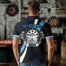 Load image into Gallery viewer, Funny Black And Blue 180 Darts Shirt For Men Custom Dartboard Jersey Team Polo & Quarter Zip TDM5088
