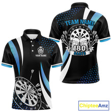 Load image into Gallery viewer, Funny Black And Blue 180 Darts Shirt For Men Custom Dartboard Jersey Team Polo & Quarter Zip TDM5088