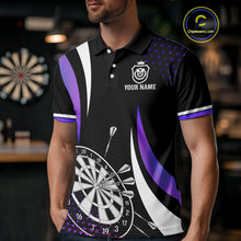 Load image into Gallery viewer, Funny Black And Purple 180 Darts Shirt For Men Custom Dartboard Jersey Team Polo & Quarter Zip TDM5090