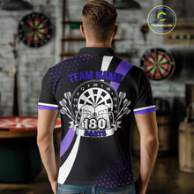 Load image into Gallery viewer, Funny Black And Purple 180 Darts Shirt For Men Custom Dartboard Jersey Team Polo & Quarter Zip TDM5090