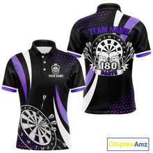 Load image into Gallery viewer, Funny Black And Purple 180 Darts Shirt For Men Custom Dartboard Jersey Team Polo & Quarter Zip TDM5090