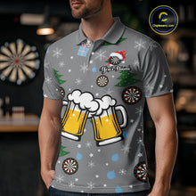 Load image into Gallery viewer, Funny Santa And Beer Christmas Darts Polo & 1/4 Zip For Men Custom Xmas Darts Shirt, Darts Gift TDM4911