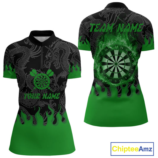 Flame Dartboard Dragon Custom Green Dart Shirt For Women, Dart Team Jerseys NYN0235