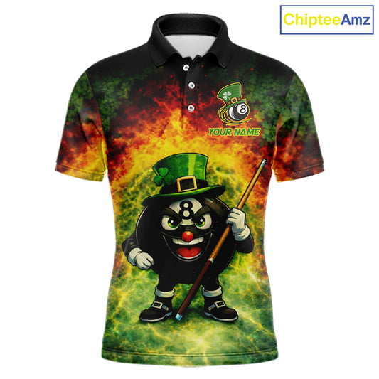 Red & Green Shamrock Thunder Funny Pool 8 Ball Men Billiard Shirt Personalized Balls Billiard Shirts NYN2653