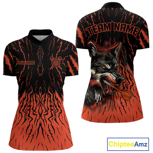 Vibrant Red-Orange Wolf Dart Arrow Shirt Custom Dart Shirt For Women, Dart Jerseys NYN0243