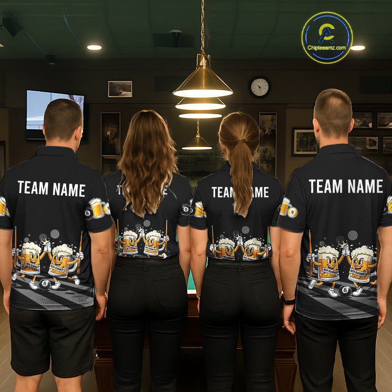 Funny Beer Couple Play Pool 8 Ball Women's Billiard Team Shirt Custom Billiard Polo & 1/4 Zip Attire NYN2666