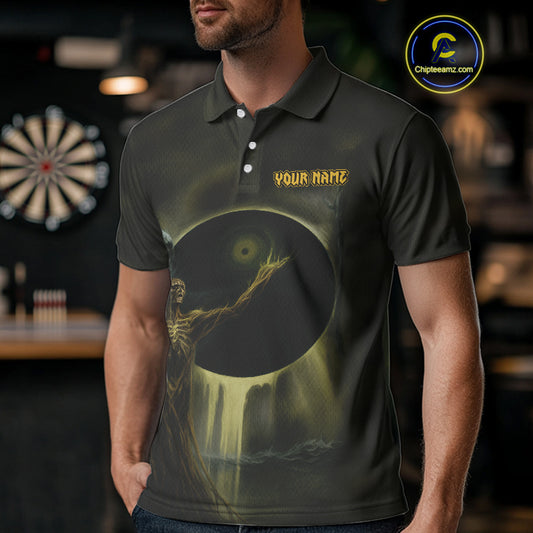 Custom Brown Skeleton Dartboard Darts Polo Shirt For Men - Darts Jersey NYN0733