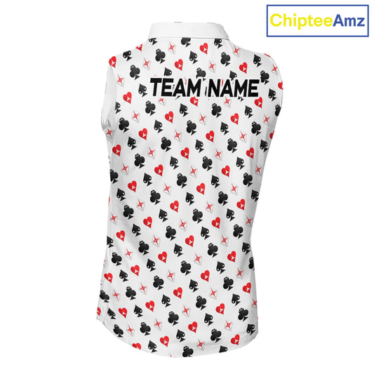 Custom Poker Golf Sleeveless Polo Shirt For Womens Personalized Name Funny Golf Team Attire Golfer Gift NYN2851