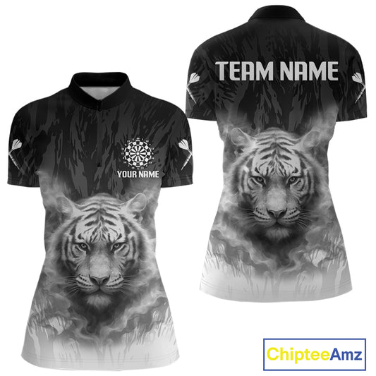 Women's Custom Darts Shirt With Pale Smoke Tiger Grunnge Pattern Dartboard NYN0296