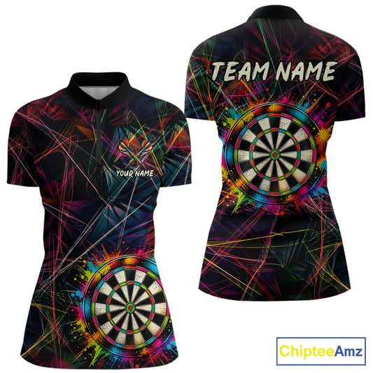 Splatter Paint Dartboard & Arrow Women Darts Shirt Personalized Colorful Team Darts Jersey NYN3244