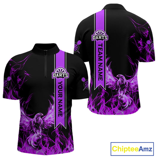 Custom Purple Flames Eagle Dart Shirts For Men Eagle Dart Team Jerseys Personalized NYN1108