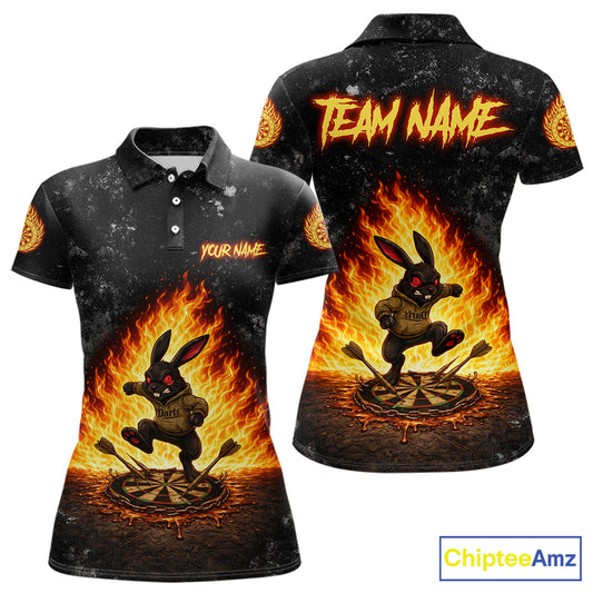 Crazy Rabbit Dartboard Fire Flame Darts Shirt For Women Custom Name & Team Grunge Dart Outfits Jerseys NYN3080