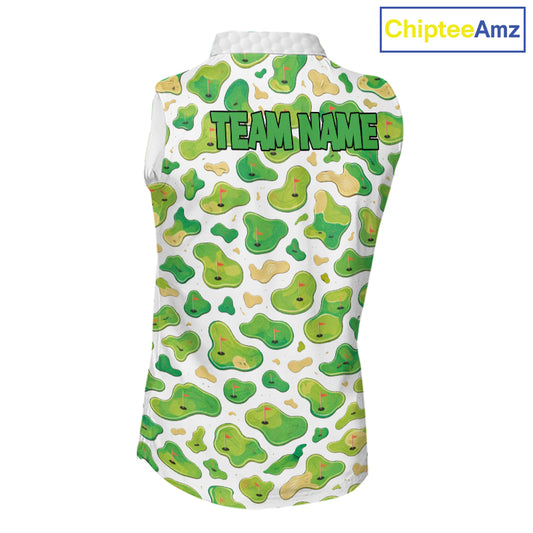 Personalized Womens Golf Sleeveless Polo Shirts Green Golf Courses Custom Name Golf Team Shirt Golf Gifts NYN2880