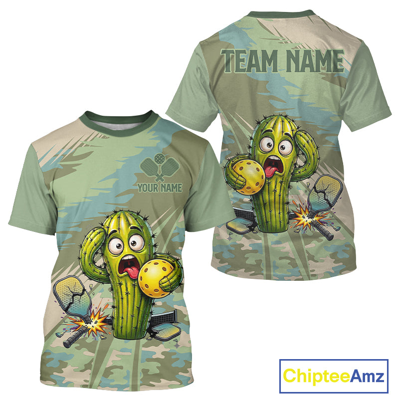 Custom Funny Green Pickles Play Pickleball Shirts For Men, Pickleball Team Camouflage Attire NYN3105