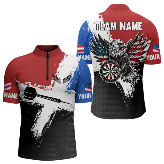Personalized US Flag Eagle Custom Patriotic Dart Shirts For Men, Custom Dart Jerseys NYN0010