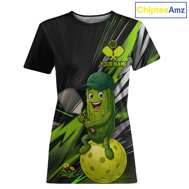 Funny Grunge Pickle Women's Pickleball T-Shirt, Personalized Funny Pickle Tournament Shirt, Grunge Mascot Apparel, Recreational Pickleball Tee, Fun Sportswear