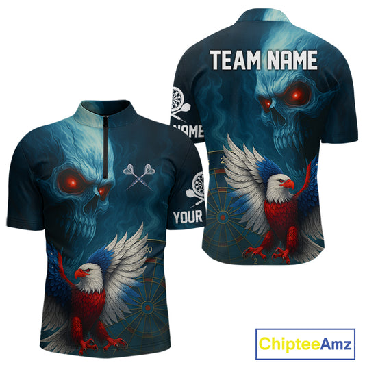 Custom Men Darts Shirt Personalized Smoke Skull Eagle Dartboard Dart Team Jerseys NYN1167