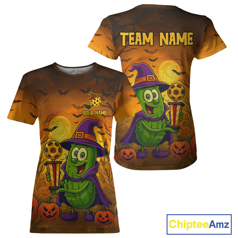 Funny Pickle T-Shirt For Women Custom Halloween Pickleball Jersey, Pickleball Lovers NYN1201