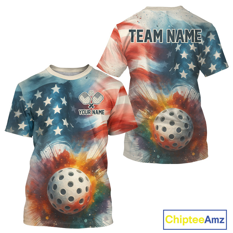 Custom Patriotic Pickleball T-Shirt Men's Pickleball Jersey, Gifts For Pickleball Lovers NYN1202