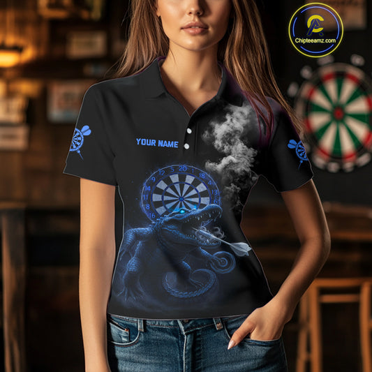 Black And Blue Crocodile Grey Smoke Custom Dart Men Polo Shirt Funny Dart Jerseys NYN1791