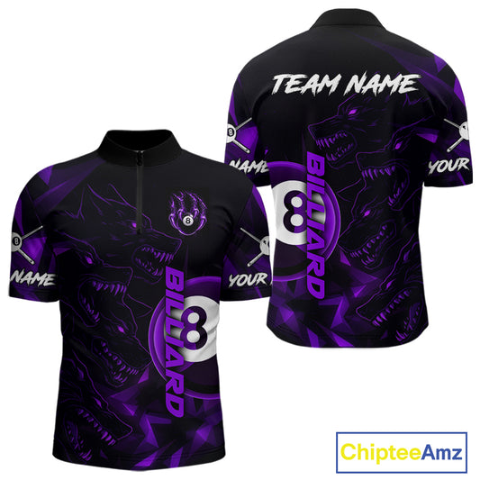Purple Geometric Wolf 8 Ball Pool Claws Men Billiard Shirt Personalized Pool Balls Billiard Attire NYN2739