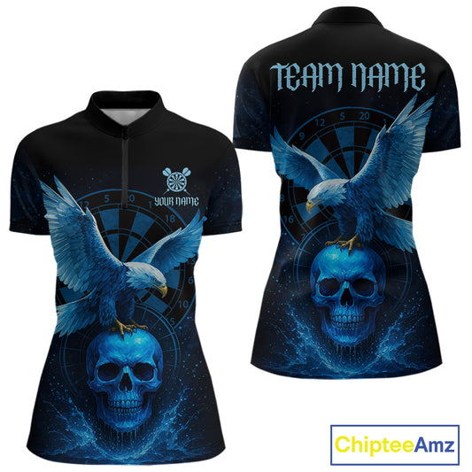 Custom Blue Skull Eagle Dartboard Darts Shirt For Women Personalized Dart Team Jersey NYN1277