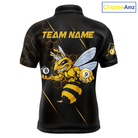 Yellow Hexagon Funny Bee 8 Ball & 9 Ball Pool Billiard Jerseys For Men Custom Billiard Team Appeal NYN2758