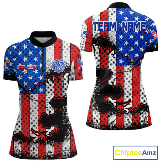 Grunge Eagle US Flag Pattern Custom Dart Shirt For Women, Dart Team Jerseys NYN0214