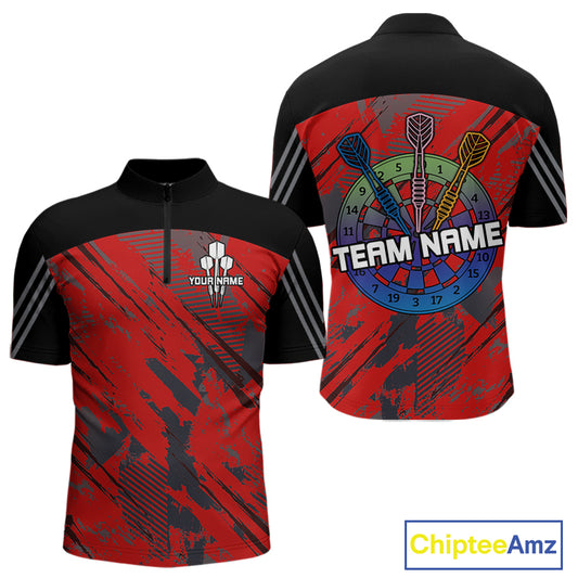 Multi-Color Dartboard Custom Polo & 1/4 Zip Dart Shirt For Men, Dart Team Jerseys NYN0220